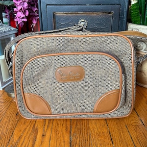 Bolso de viaje vintage Pierre Cardin de piel tweed, bolso de hombro de los años 80