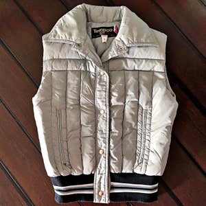 Vintage 70s Goose Down Puffy Vest: Tempco Quilted Outerwear (Size L)