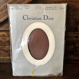 Vintage Christian Dior Pantyhose: French Taupe, Size 5, Control Top (NOS)