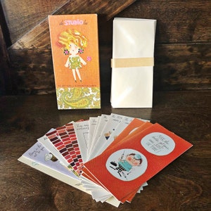 Tarjetas de felicitación vintage, tarjetas humorísticas de "mejorarse", caja de tarjetas de la década de 1960, tarjetas vintage sin usar con sobres, efímera vintage