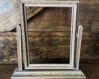 Vintage 1940s to 1950s Small Black Wooden PicturePhoto Frame Vertical Hang Home Decor Wall Frame