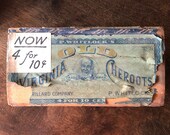 Antique Old Virginia Cheroots wood cigar box, 1917 tobacco advertising, Black Americana collectable
