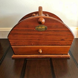 Vintage wooden sewing box, storage box, craft supply storage, vintage storage, wooden box
