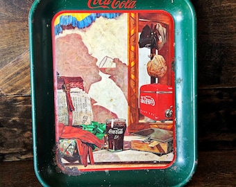 Stara metalowa taca Coca-Coli: reprodukcja reklamy z lat 50. XX wieku, 1993 r.
