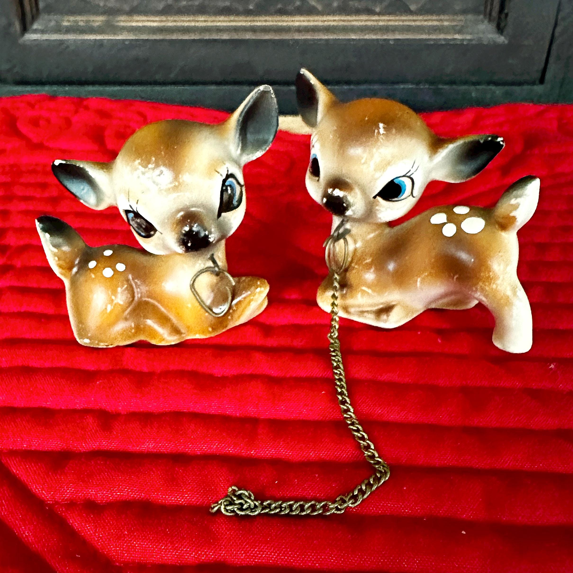 Vintage Ceramic Fawn Figurines: Big Eye Deer Christmas Decor - Etsy
