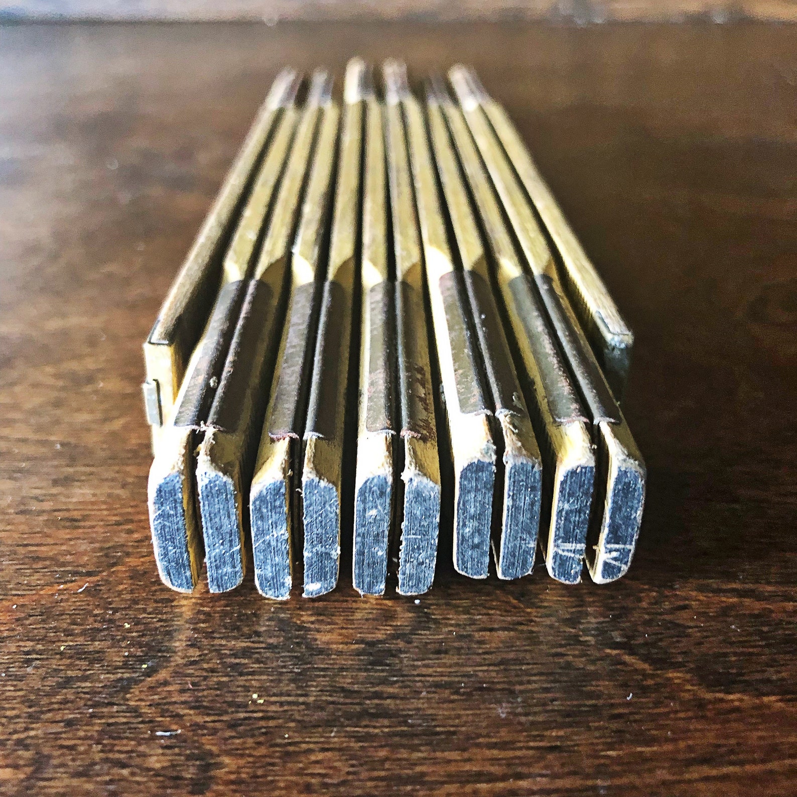 Vintage Folding Ruler Yellow Extension Wood Ruler Brass | Etsy