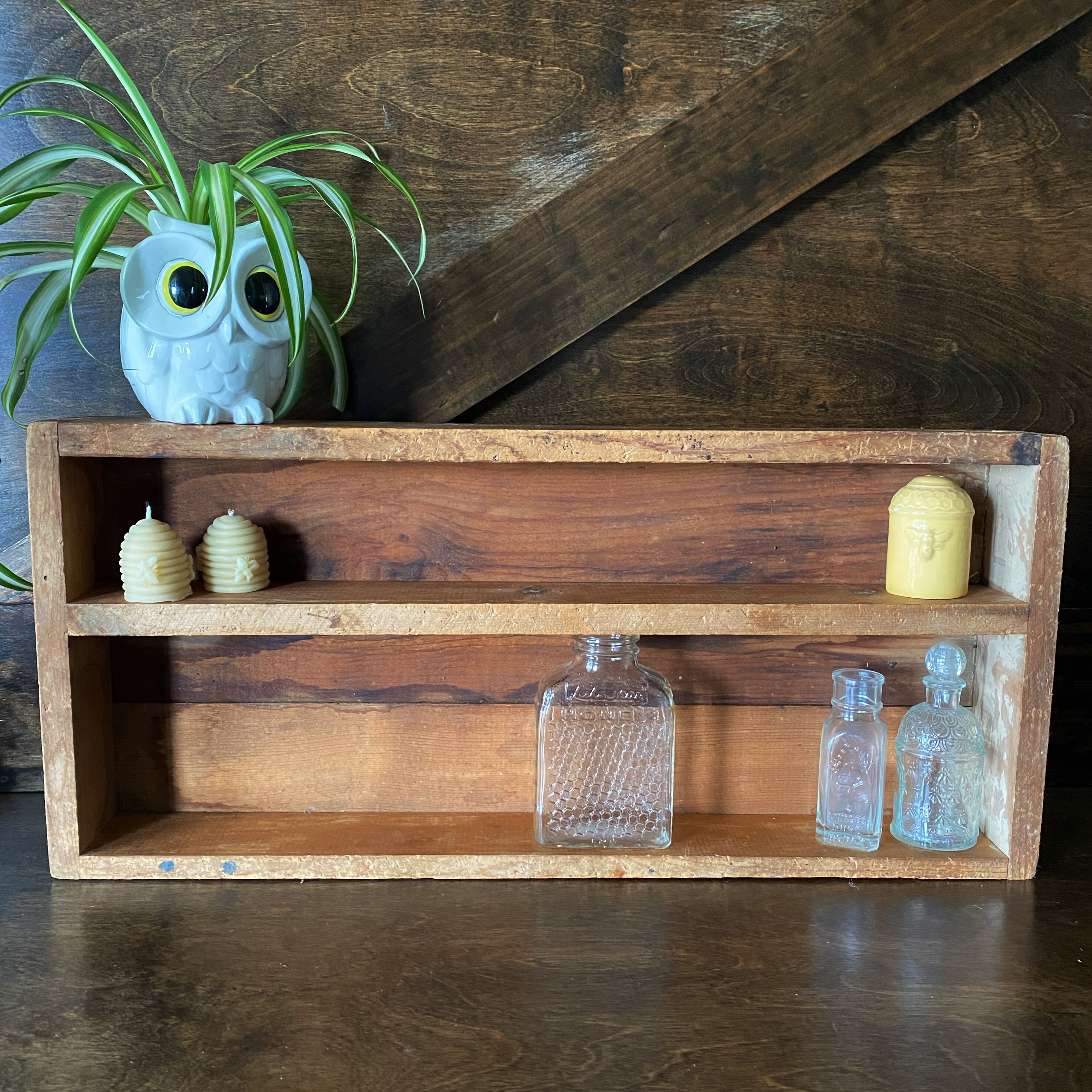 Caja de madera vintage caja grande separada estante de | Etsy
