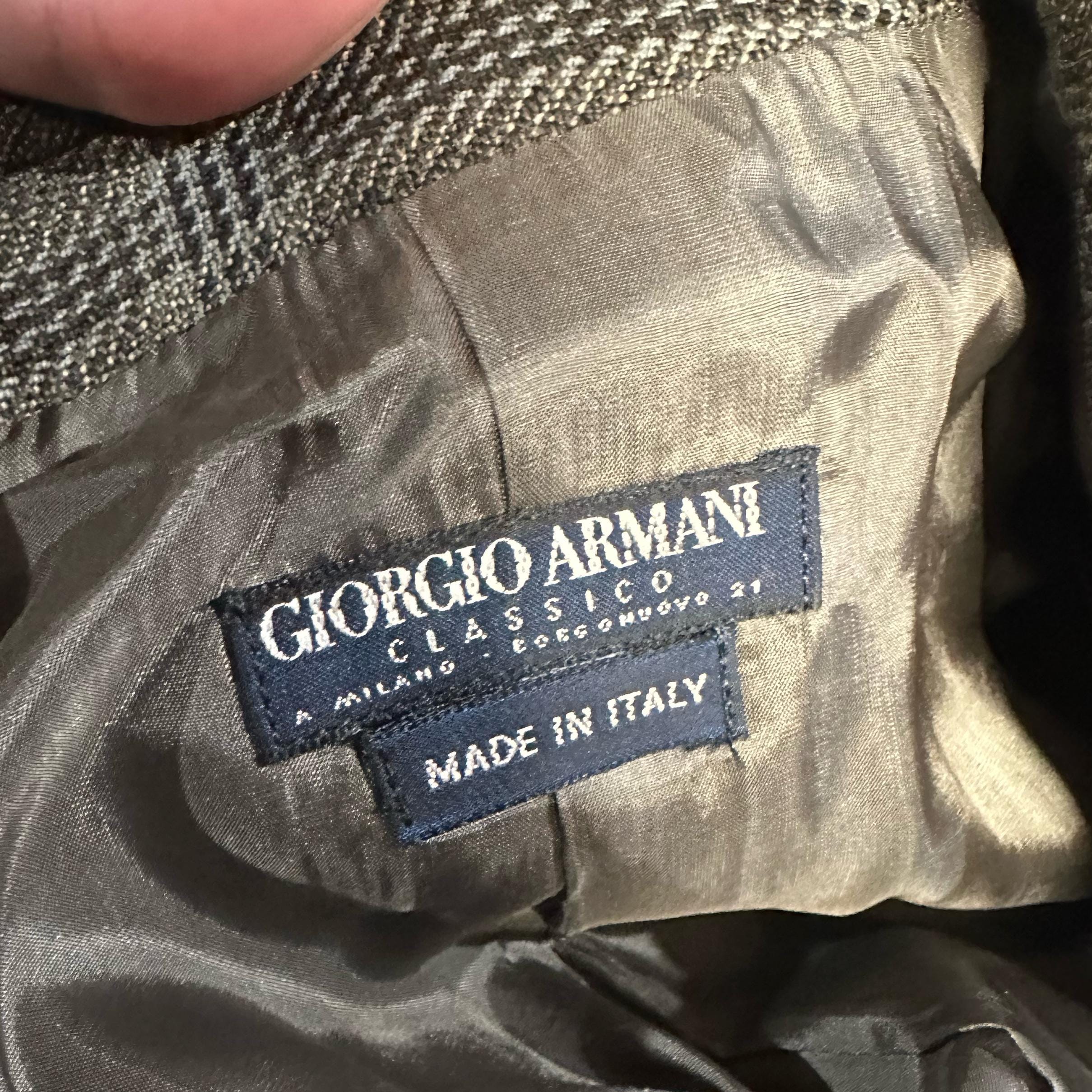 Vintage 1980s Giorgio Armani Wool Blazer | Plaid Italian Tailored
