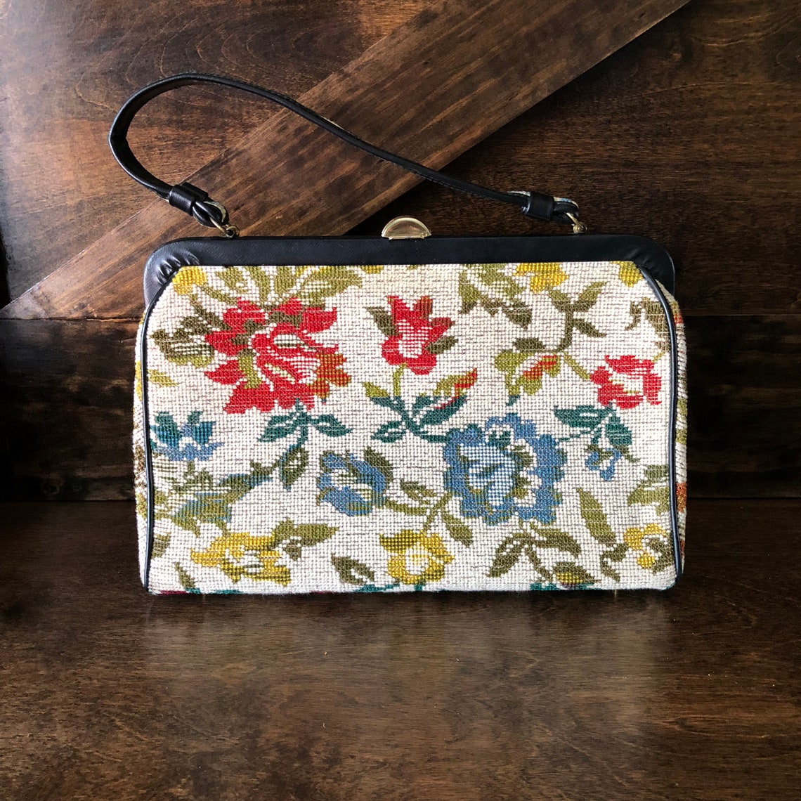 Vintage Tapestry Handbag Carpet Bag 1950s Handbag Floral Etsy Ireland