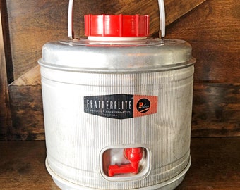 Vintage 1950s Poloron Featherflite Cooler: Aluminum Insulated Beverage Dispenser