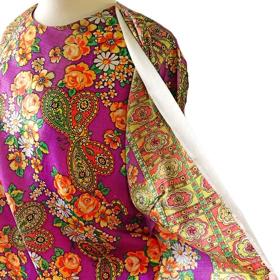 Vintage floral maxi dress, 1960's psychedelic, bu… - image 6