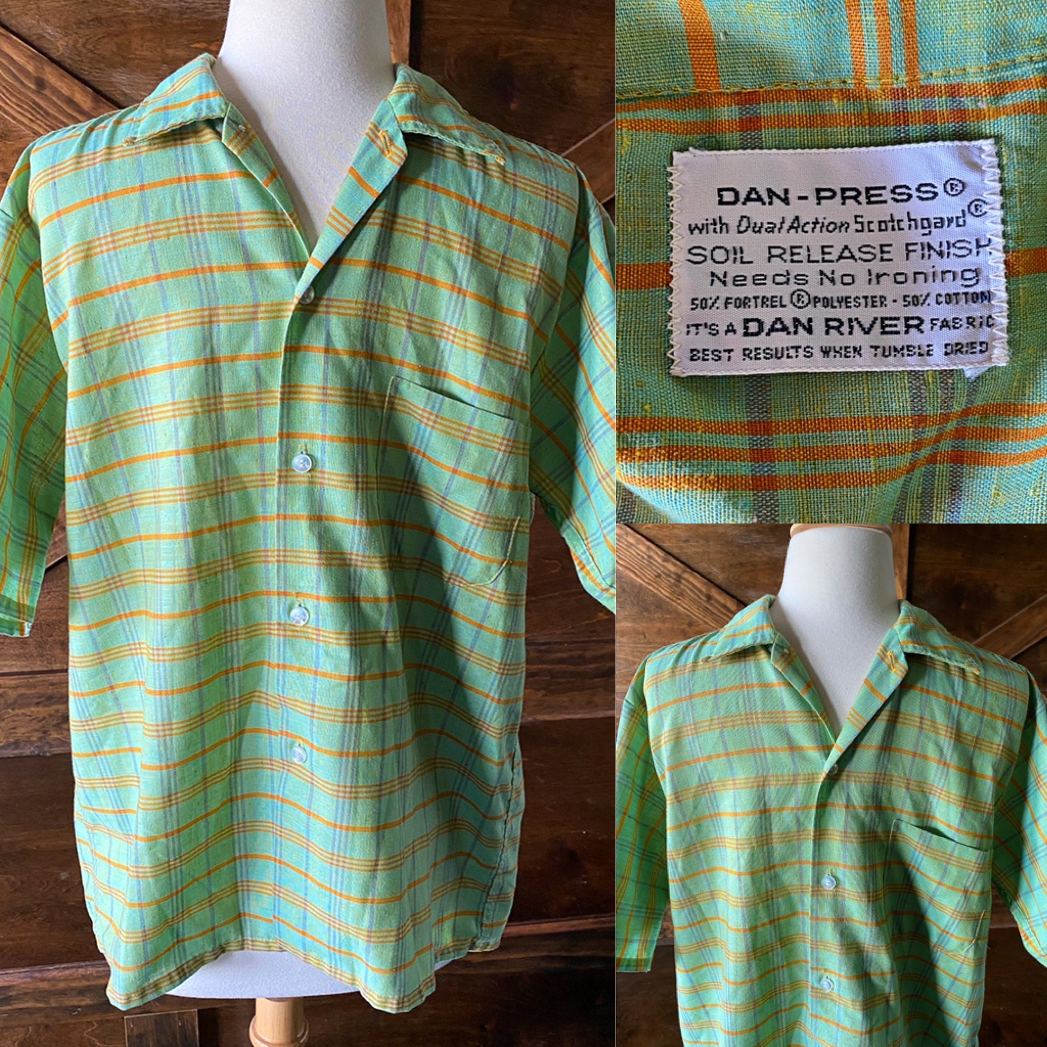 古*物様 50s 60s dan river shirt ライトブルー コットン 50s TOWN CRAFT DAN RIVER FABRIC COTTON SHIRT SIZE 14 1/2