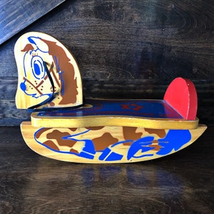 Vintage 1950s Wood Rocking Horse: Mid-Century Nursery Decor