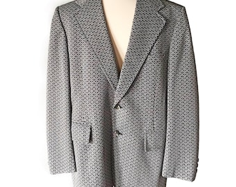 Vintage 70s Houndstooth Polyester Blazer - Size 40