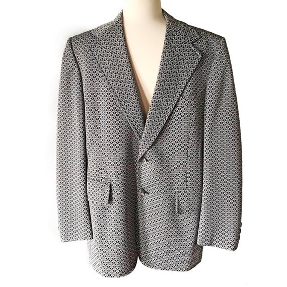 Vintage men's polyester suit jacket, 1970's blaze… - image 2