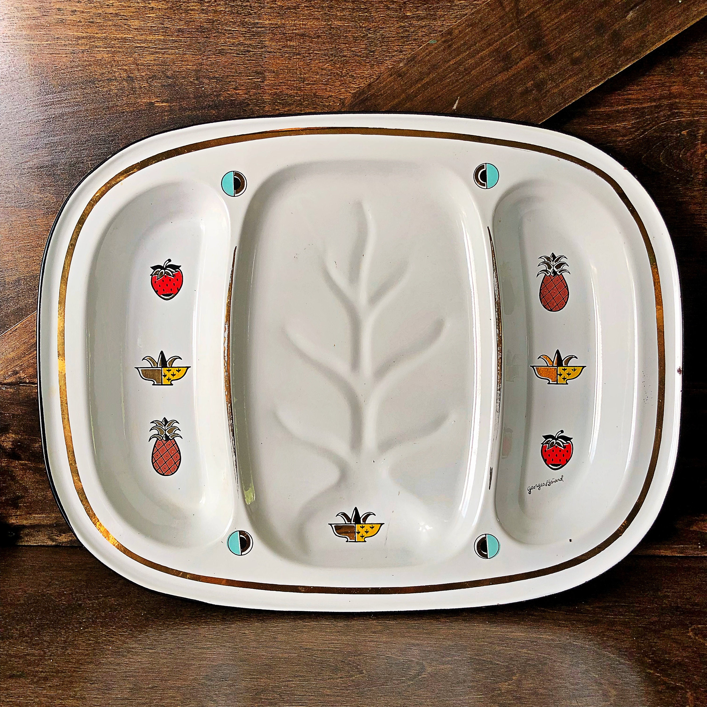 Vintage enamel tray by Briard large serving tray Etsy