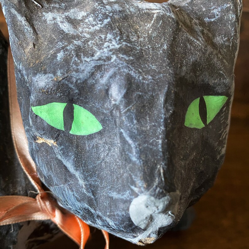 Vintage Paper Mâché Black Cat Vintage Halloween Decor Etsy
