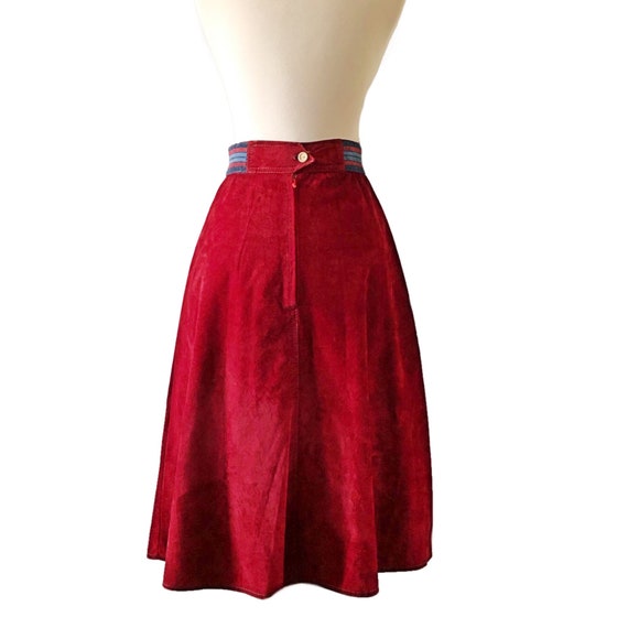 Vintage velvet skirt, 1970's A-line skirt, high w… - image 5