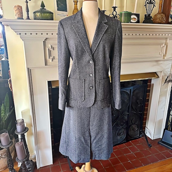 Vintage Pendleton Wool Suit, Gray Herringbone Jac… - image 1