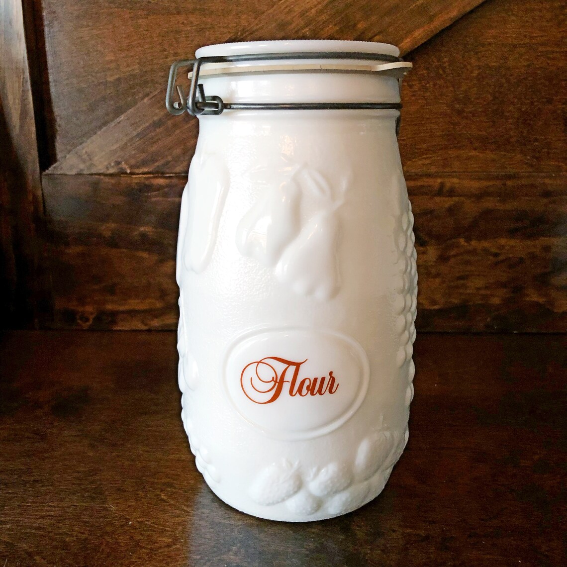 Vintage set of milk glass canisters by Wheaton Country Etsy