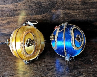 Adornos de bolas de satén vintage, bombillas navideñas de mediados de siglo, hechas en Japón, decoración navideña de mediados de siglo