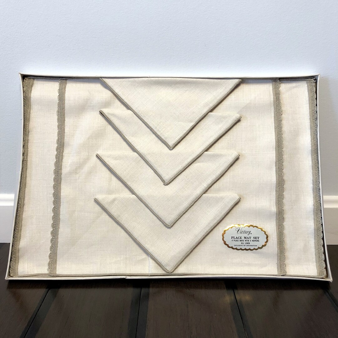Vintage Linen Placemats and Napkins New in Box Vintage Etsy