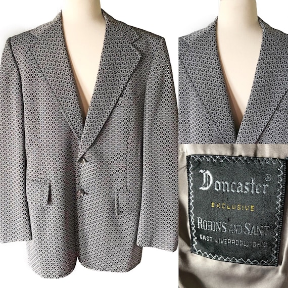 Vintage men's polyester suit jacket, 1970's blaze… - image 1