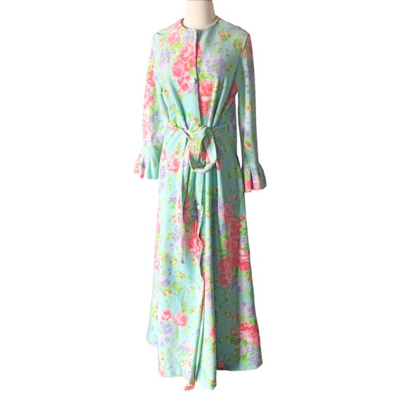 Vintage robe by Van Raalte, floral, velour 1960's… - image 2