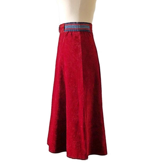 Vintage velvet skirt, 1970's A-line skirt, high w… - image 4