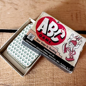 Vintage ABC-Kartenspiel, Copyright 1953, Kinderkartenspiel, Lesespiel, Vintage-Spiele Lernspiel