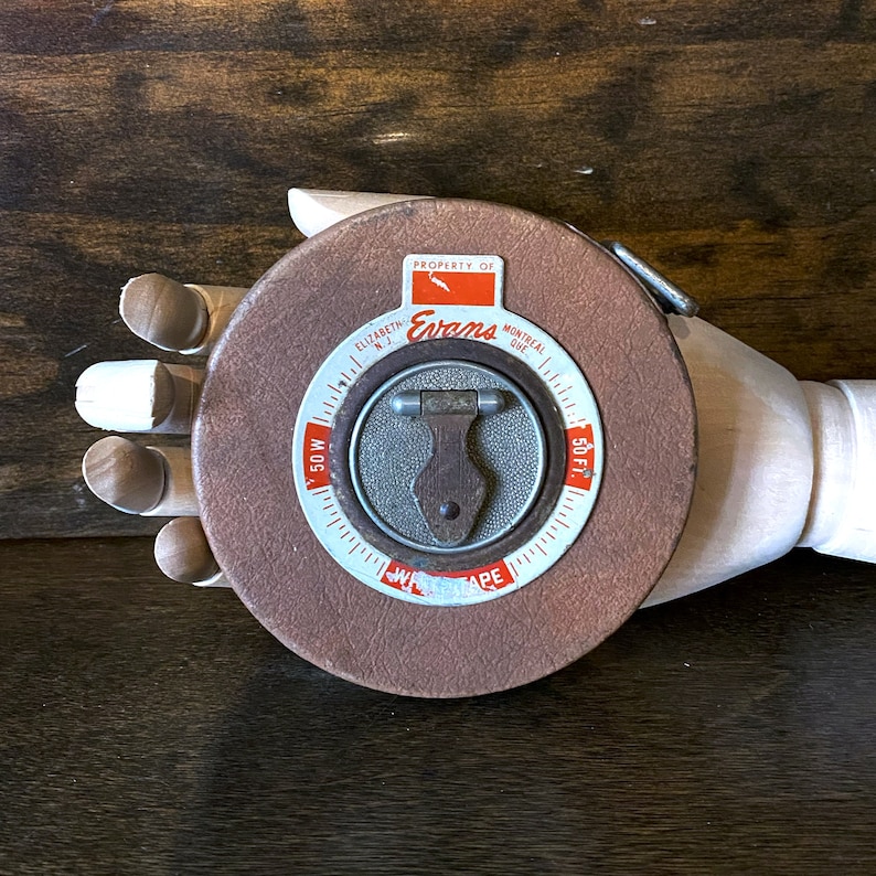 Vintage tape measure by Evans wind up tape measure 50 ft Etsy