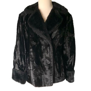 Vintage 1950s Black Fur Crop Coat - Styled by Winter - Size Medium