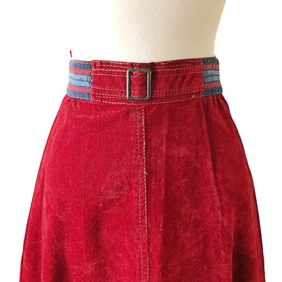 Vintage velvet skirt, 1970's A-line skirt, high w… - image 3