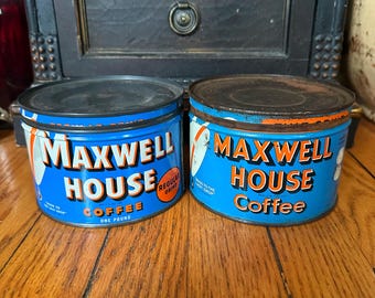 Vintage Maxwell House Coffee Tin: Mid-Century Kitchen Decor