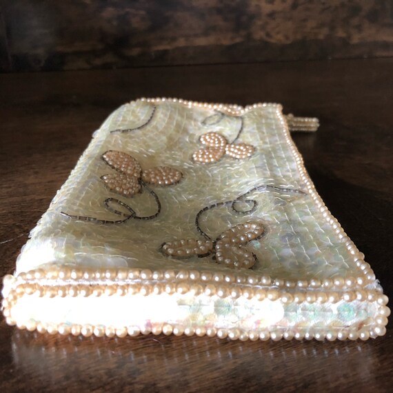 Vintage clutch, beaded and sequins handbag, weddi… - image 4