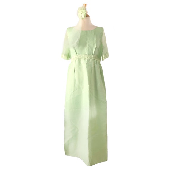 Vintage 1960's mint green bridesmaid dress, with … - image 2