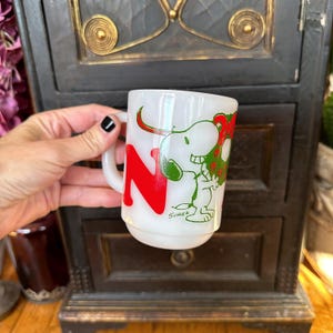 Vintage Fire King Snoopy Noel Milk Glass Christmas Mug, 1965 - Etsy