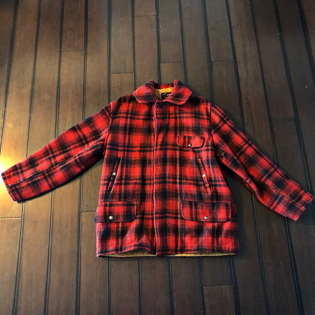 Vintage Hunting Jacket by Drybak, 1950's Red/black Plaid, Wool Hunting Coat, Mackinaw, Size Large - Etsy Vintage Hunting Jacket by Drybak, 1950's Red/black Plaid, Wool Hunting Coat, Mackinaw, Size Large - Etsy