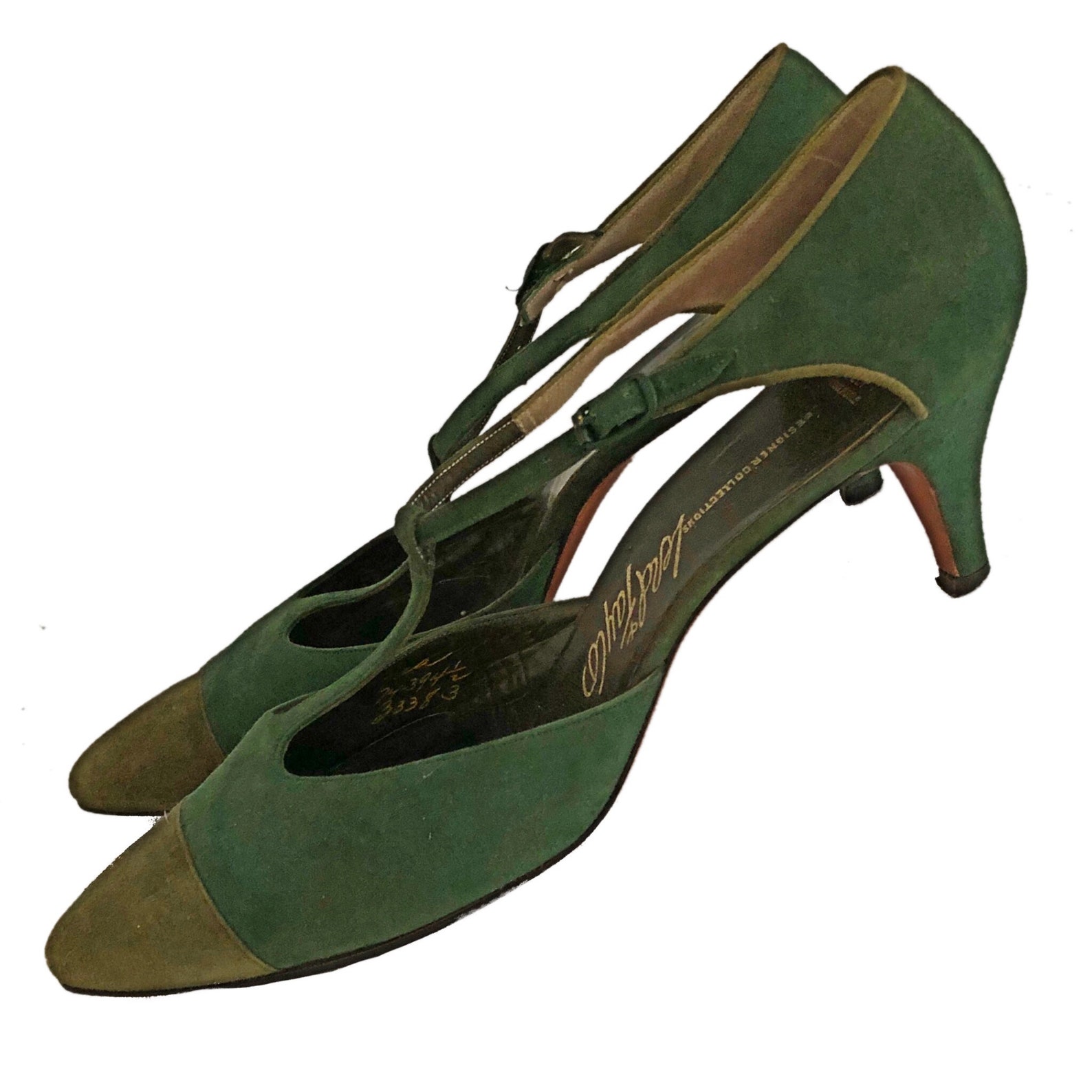 green t strap heels