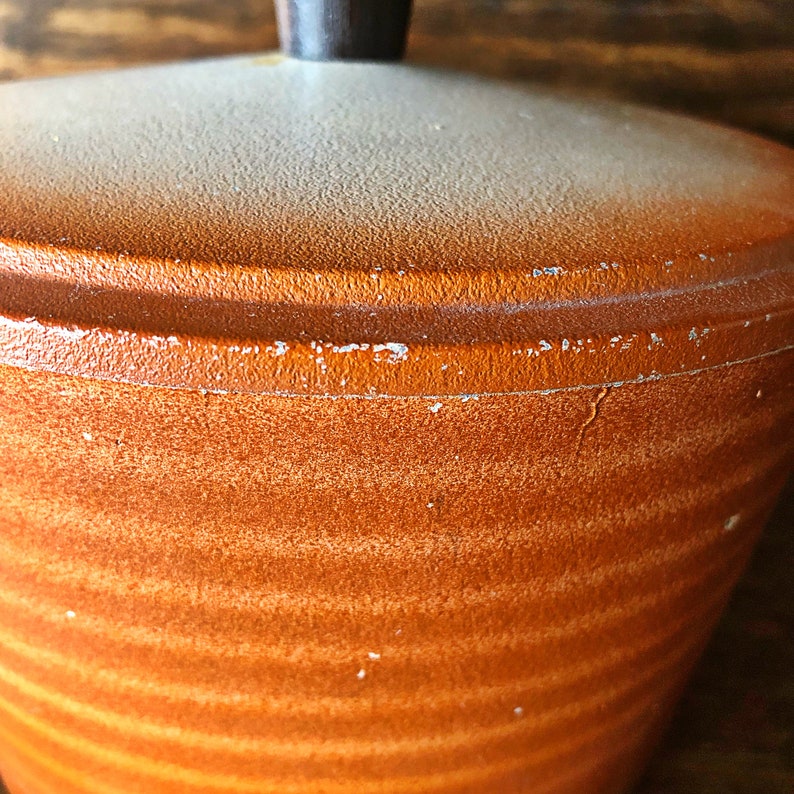 boho home decor metal teapot mid century modern tea kettle cast aluminum Vintage tea kettle ombre burnt orange