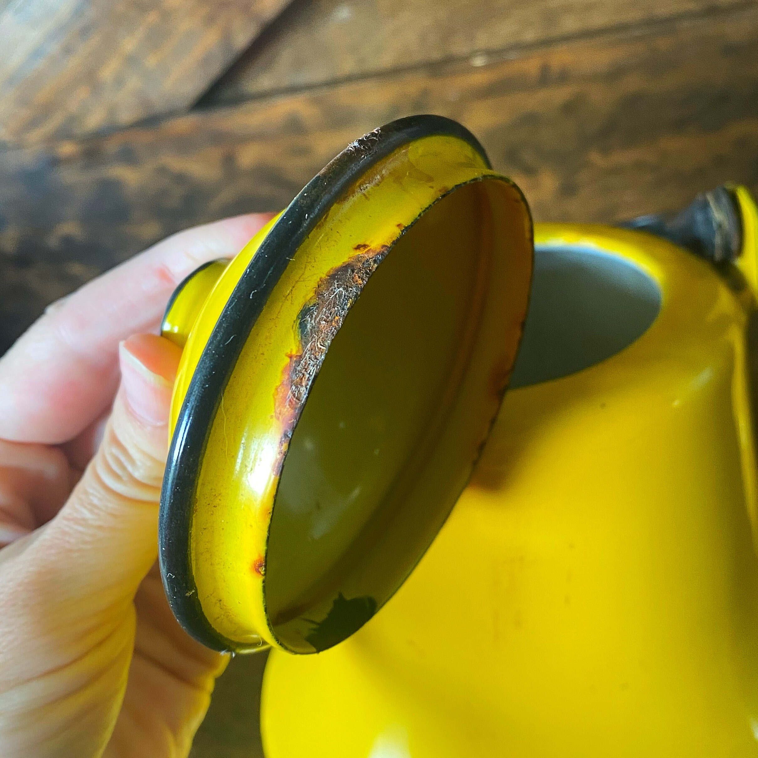 Vintage Enamelware Tea Kettle Yellow Enamel Teapot Vintage Etsy