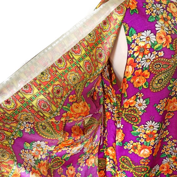 Vintage floral maxi dress, 1960's psychedelic, bu… - image 5