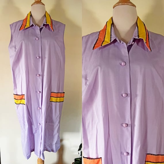 Vintage 1960s Lavender Housedress: Butterfly Coll… - image 1
