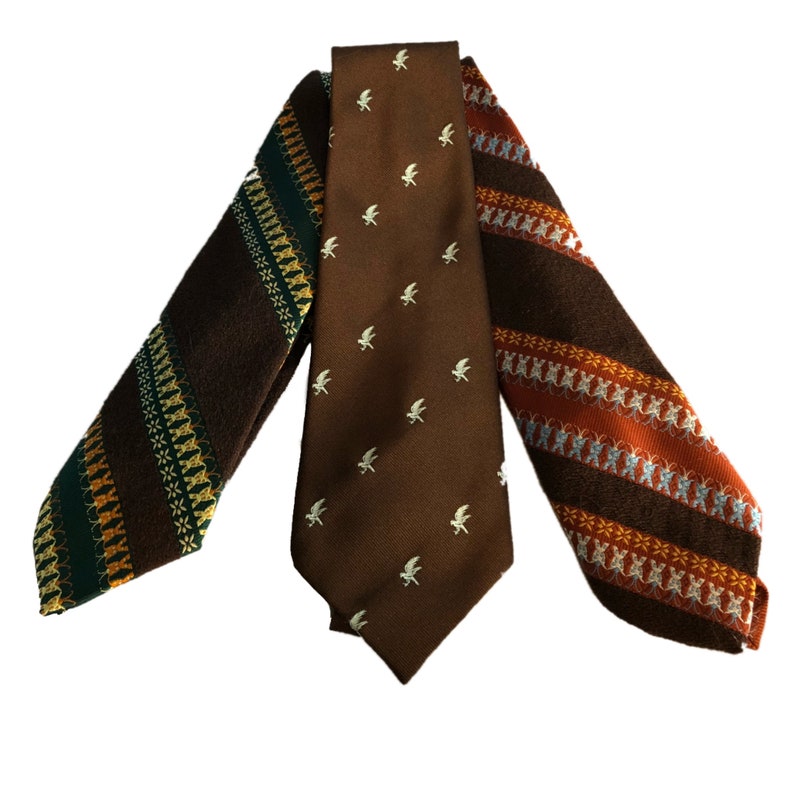 Lot De Cravates Vintage Des Années 70 - Multicolores - Occasion - Pour Homme