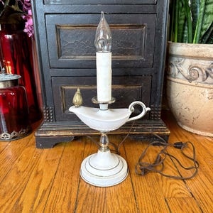 Vintage Aladdin Genie Bottle Lamp: White Metal Accent Light