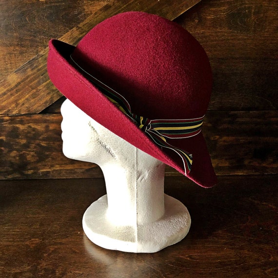 Vintage Wool Hat with Bow made in USA Vintage Street Smart By Betmar Brown 100% Wool Felt Hat with  main image 4