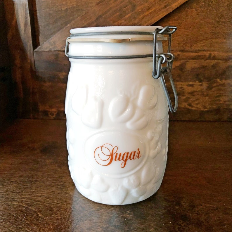 Vintage set of milk glass canisters by Wheaton Country Etsy