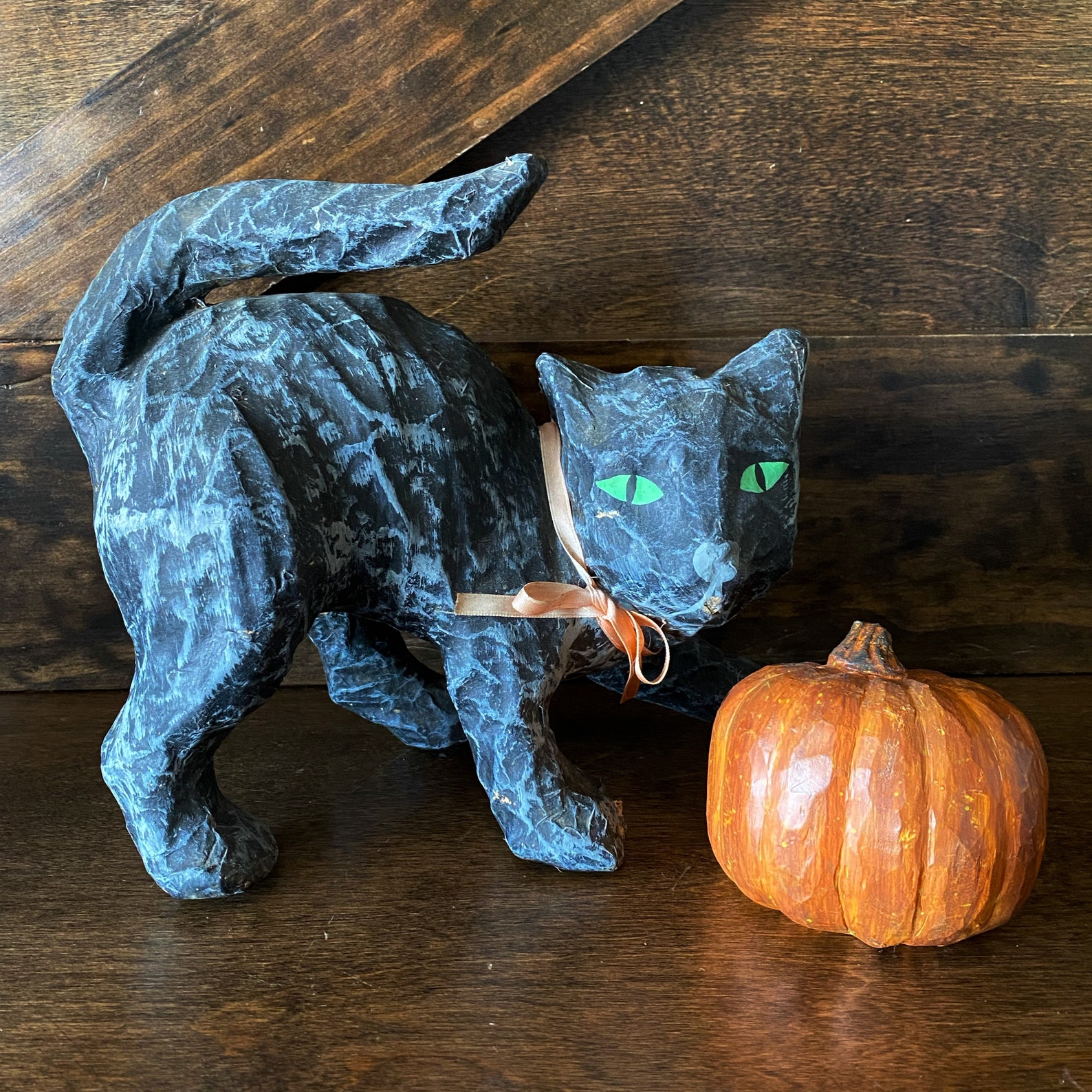 Vintage Paper Mâché Black Cat Vintage Halloween Decor - Etsy