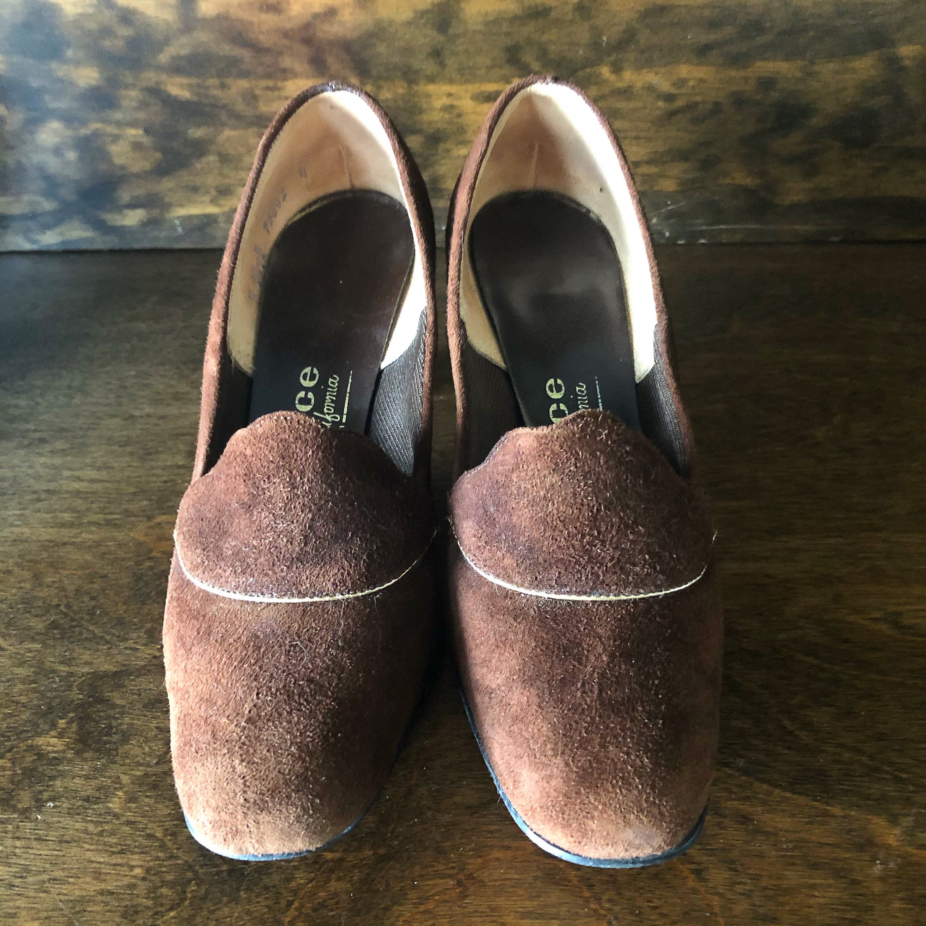 Vintage Shoes Brown Suede 1960's Mod Pumps Square Heel - Etsy