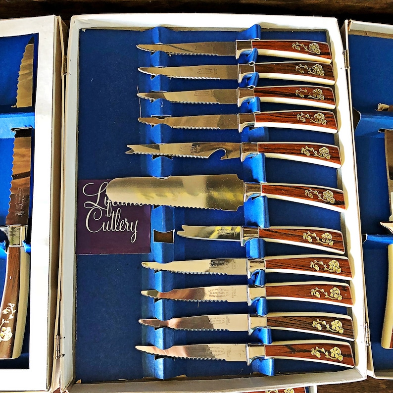 Vintage Sheffield Knife Set 19 Pc Golden Prestige Stainless Etsy